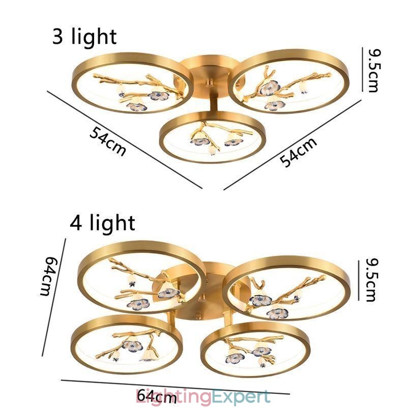 Flush Mount Copper Art Branch Plum Blossom Ceiling Light