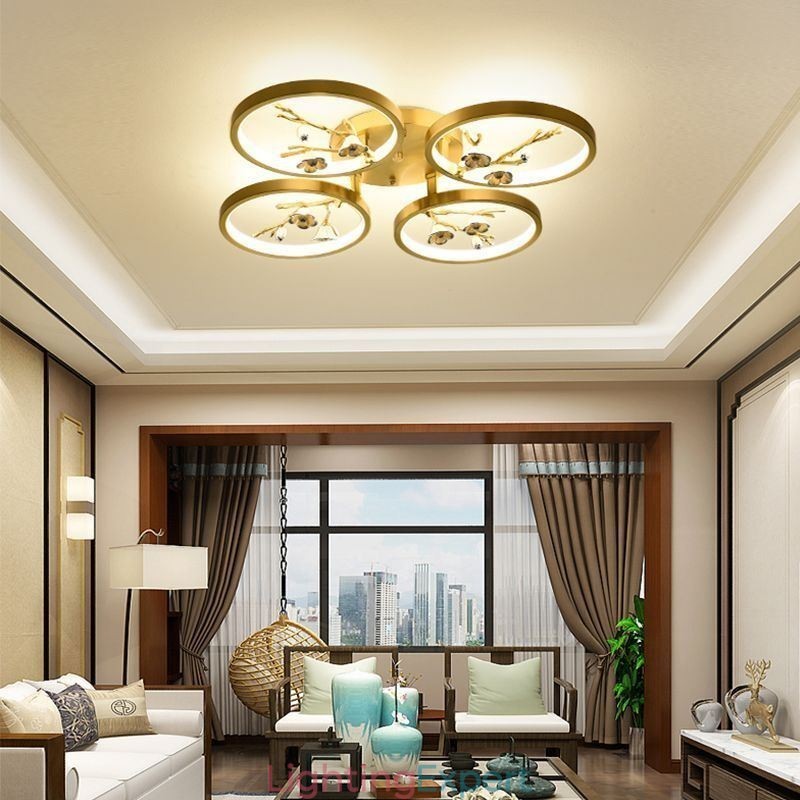 Flush Mount Copper Art Branch Plum Blossom Ceiling Light