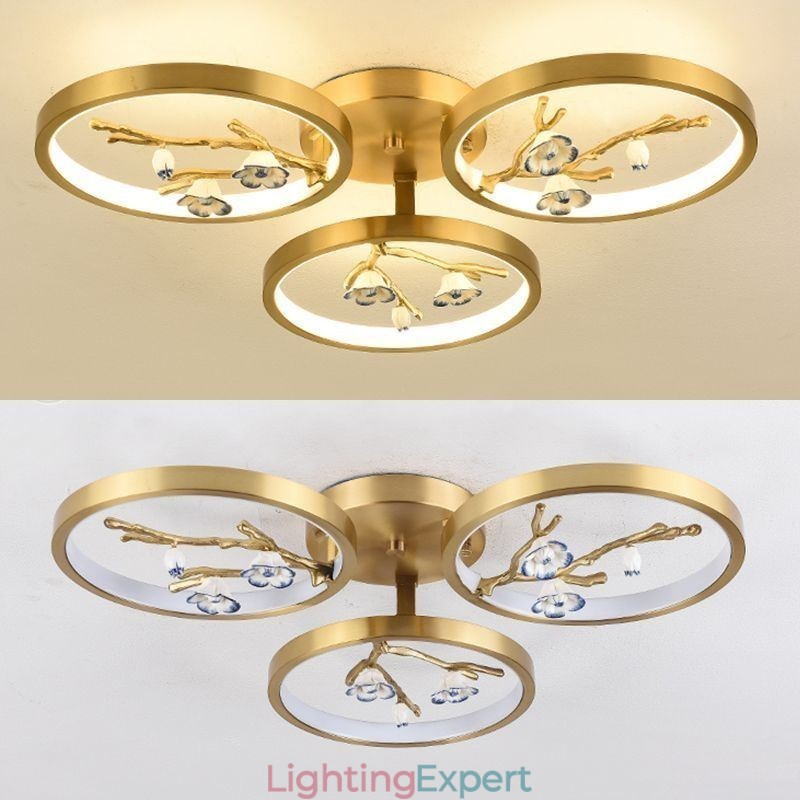 Flush Mount Copper Art Branch Plum Blossom Ceiling Light