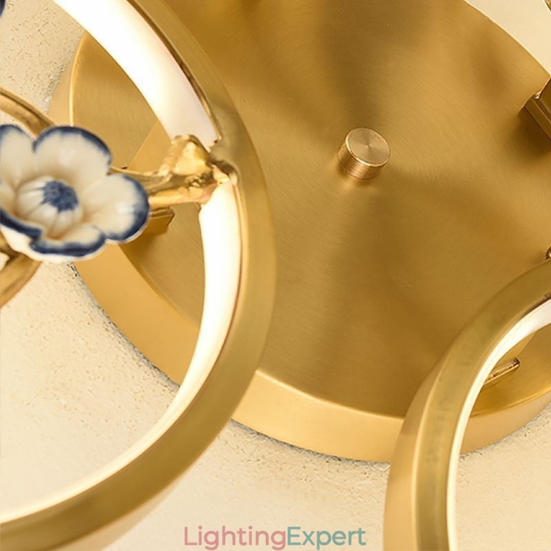 Flush Mount Copper Art Branch Plum Blossom Ceiling Light