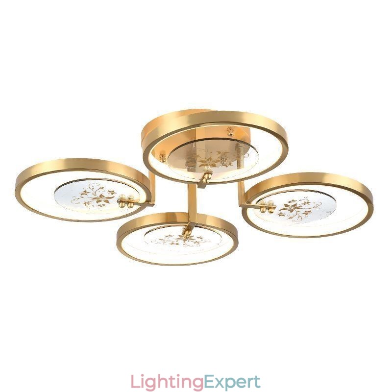 Flush Mount Acrylic Copper Art Printing Ceiling Light