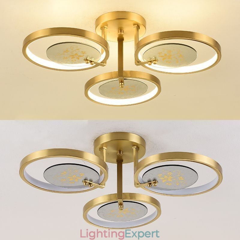 Flush Mount Acrylic Copper Art Printing Ceiling Light