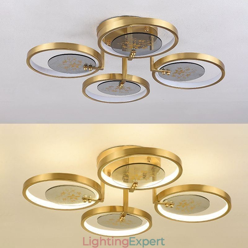 Flush Mount Acrylic Copper Art Printing Ceiling Light