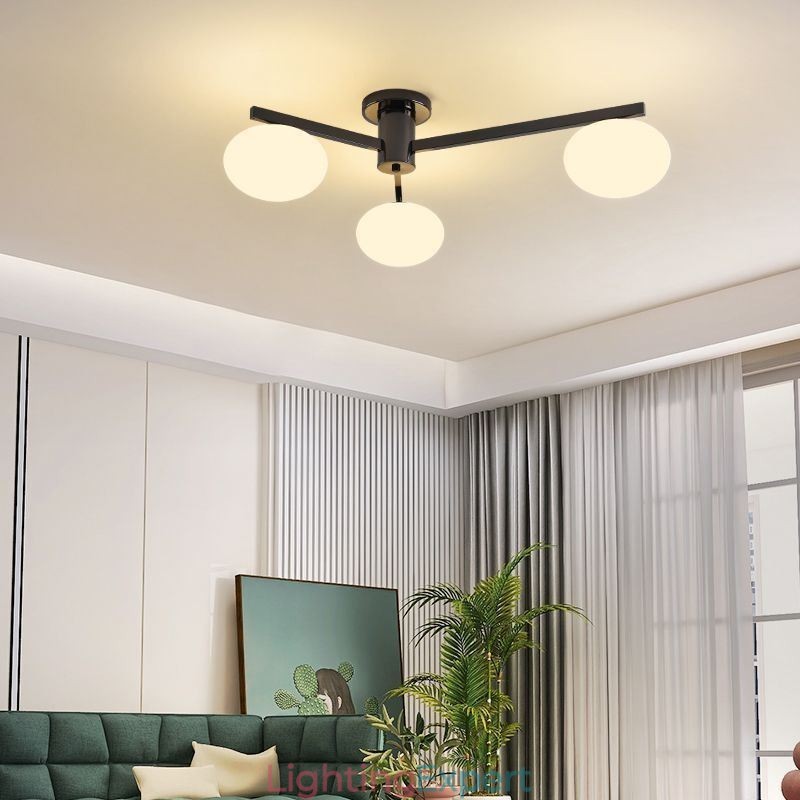 Nordic Glass Flush Mount Creative Wrought Iron Ceiling Light