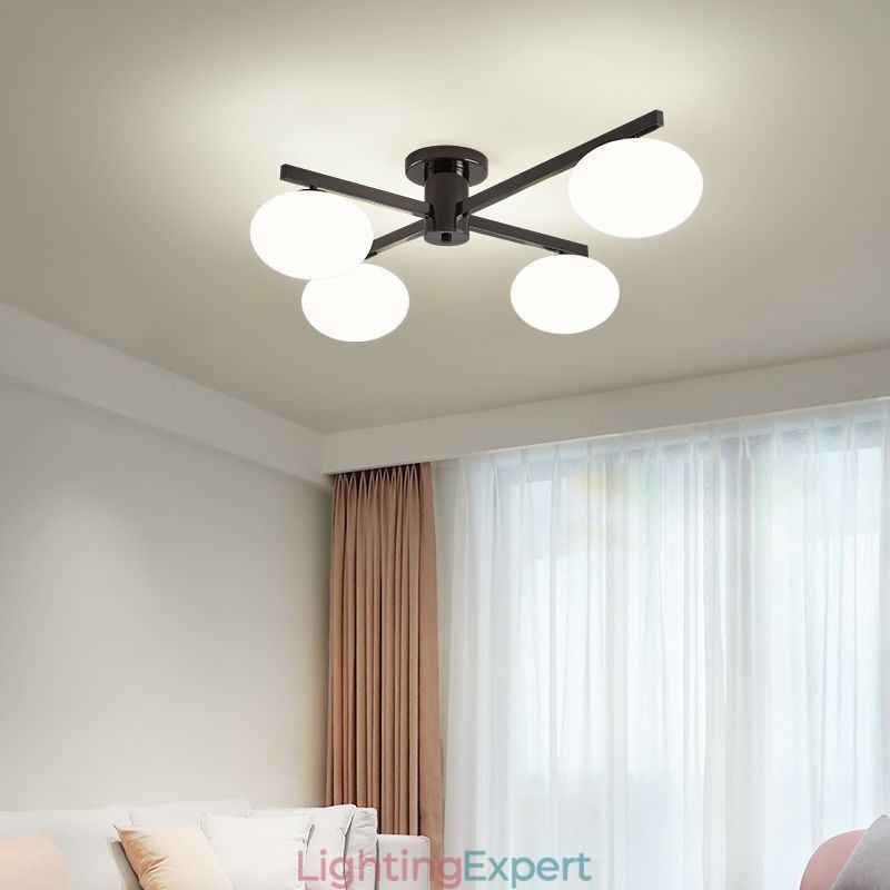 Nordic Glass Flush Mount Creative Wrought Iron Ceiling Light