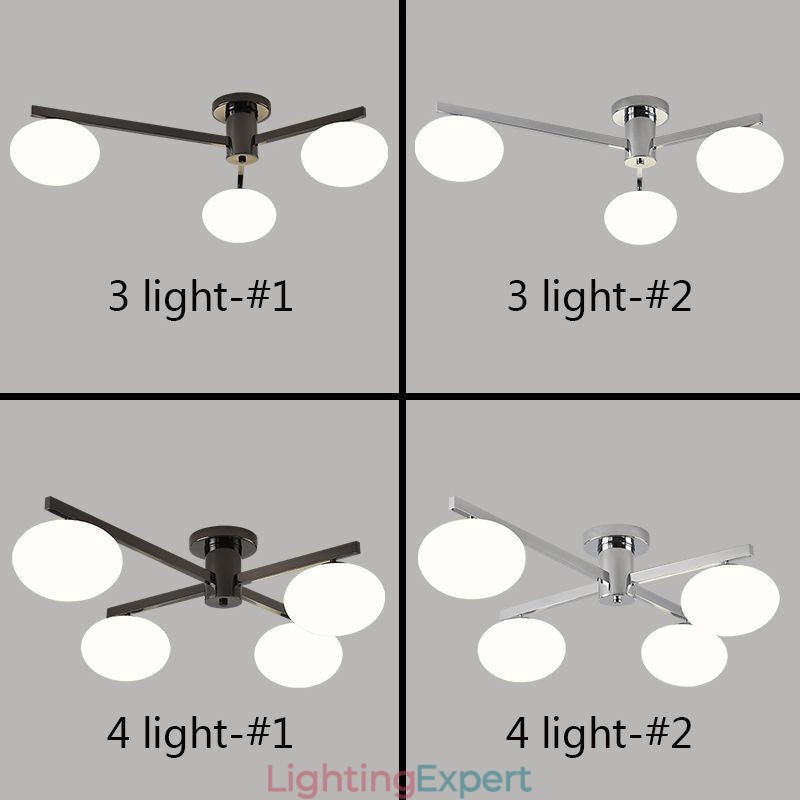 Nordic Glass Flush Mount Creative Wrought Iron Ceiling Light