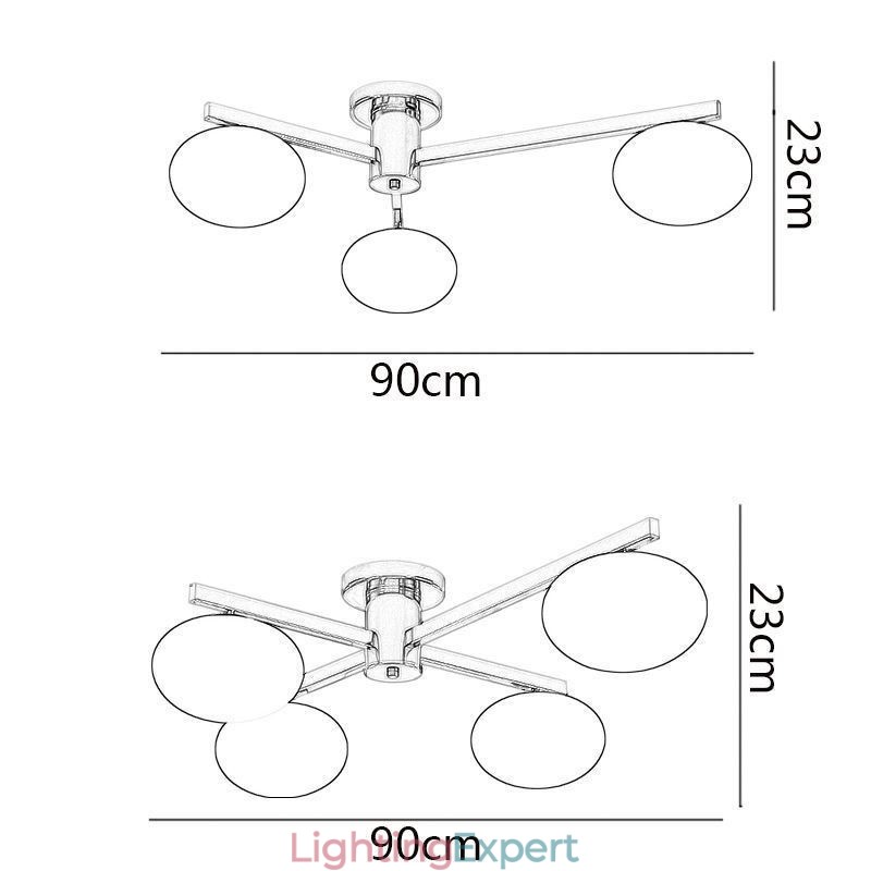 Nordic Glass Flush Mount Creative Wrought Iron Ceiling Light