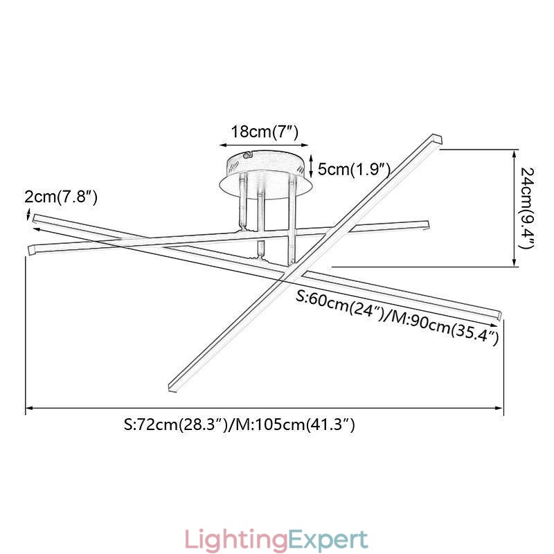 Modern Simple Flush Mount Aluminum Art Strip Ceiling Light