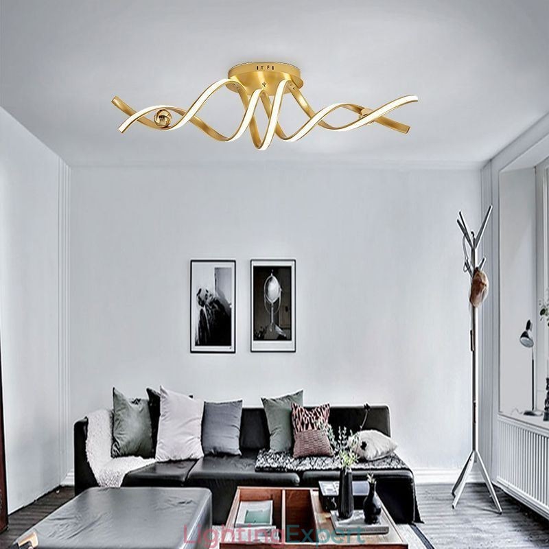 Modern Flush Mount Aluminum Art Spiral Ceiling Lamp Light