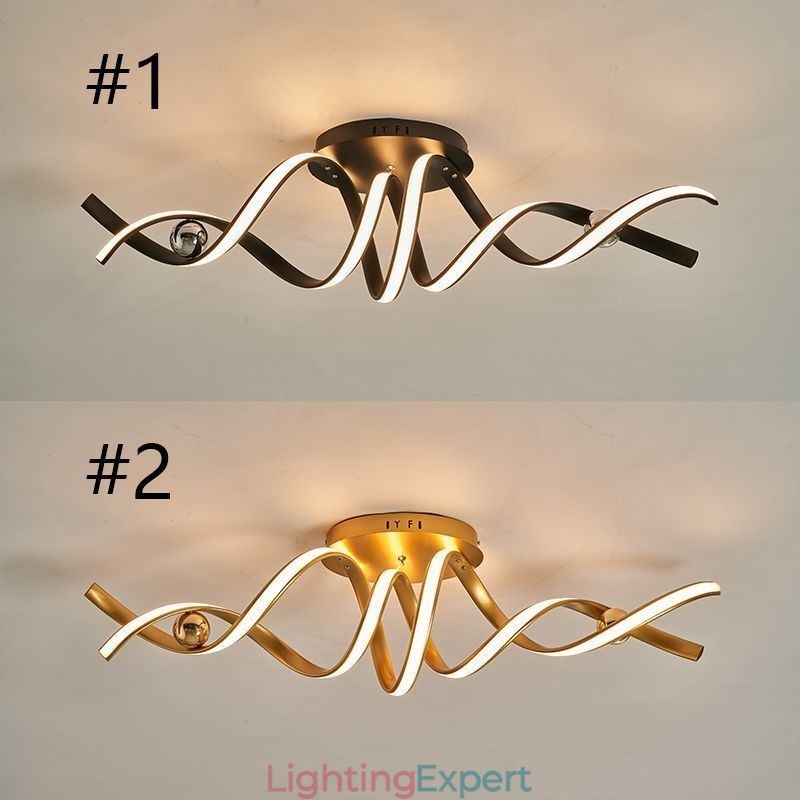 Modern Flush Mount Aluminum Art Spiral Ceiling Lamp Light