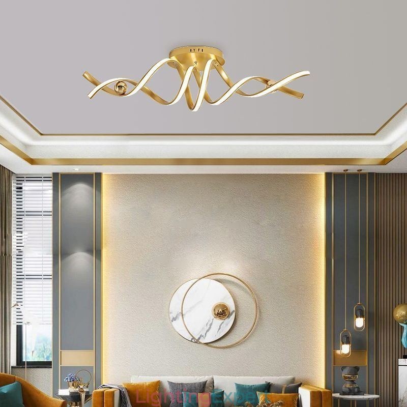 Modern Flush Mount Aluminum Art Spiral Ceiling Lamp Light