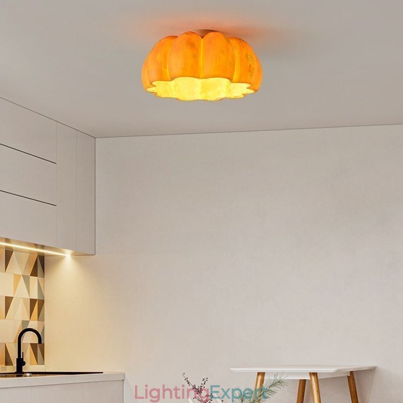 Single head Pumpkin Flush Mount Japanese Retro Ceiling Lights