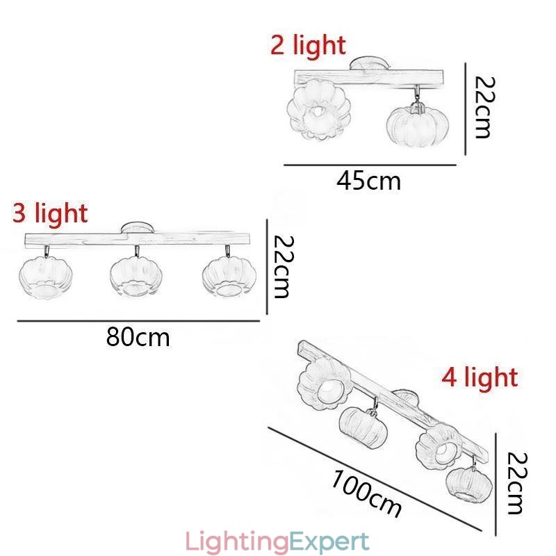 Double Small Pumpkin Flush Mount Japanese Retro Ceiling Light