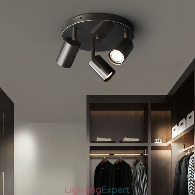 Modern Flush Mount Golden Black Flush Mount with 3 Lights Copper Art Home Lighting