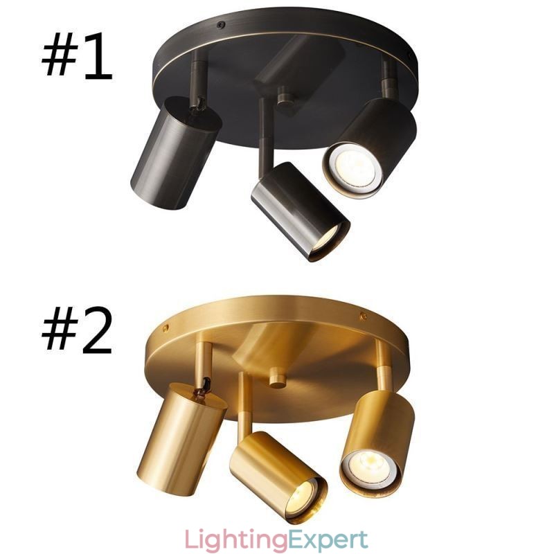 Modern Flush Mount Golden Black Flush Mount with 3 Lights Copper Art Home Lighting