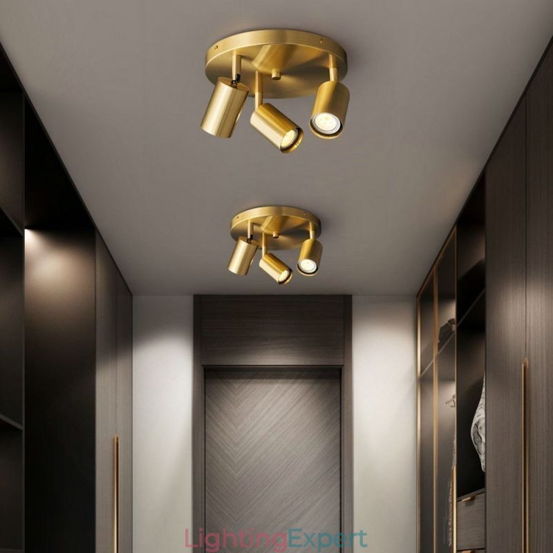 Modern Flush Mount Golden Black Flush Mount with 3 Lights Copper Art Home Lighting