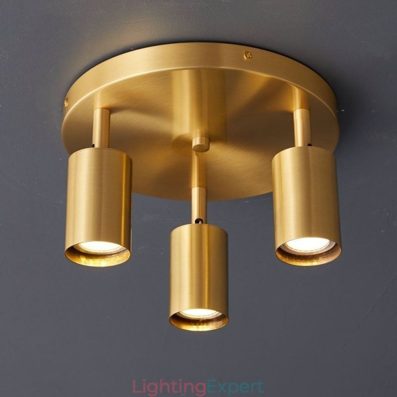 Modern Flush Mount Golden Black Flush Mount with 3 Lights Copper Art Home Lighting