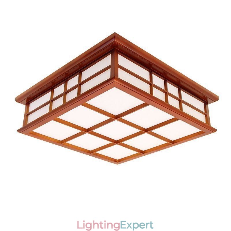 Retro Style Ceiling Light Wooden Flush Mount