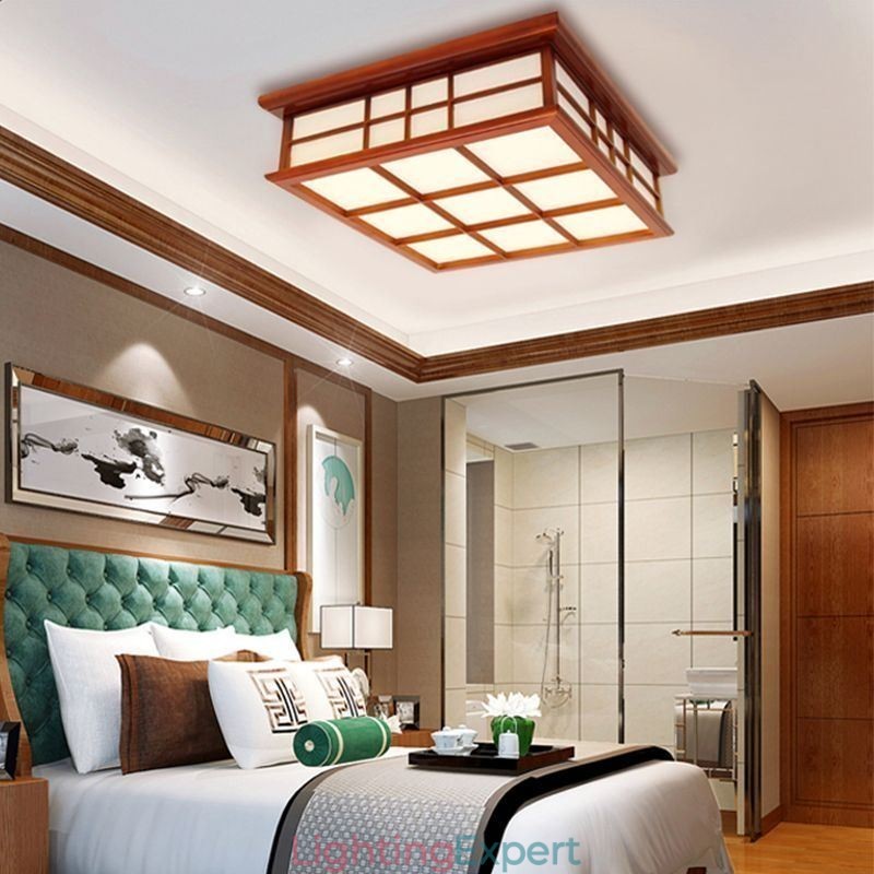 Retro Style Ceiling Light Wooden Flush Mount