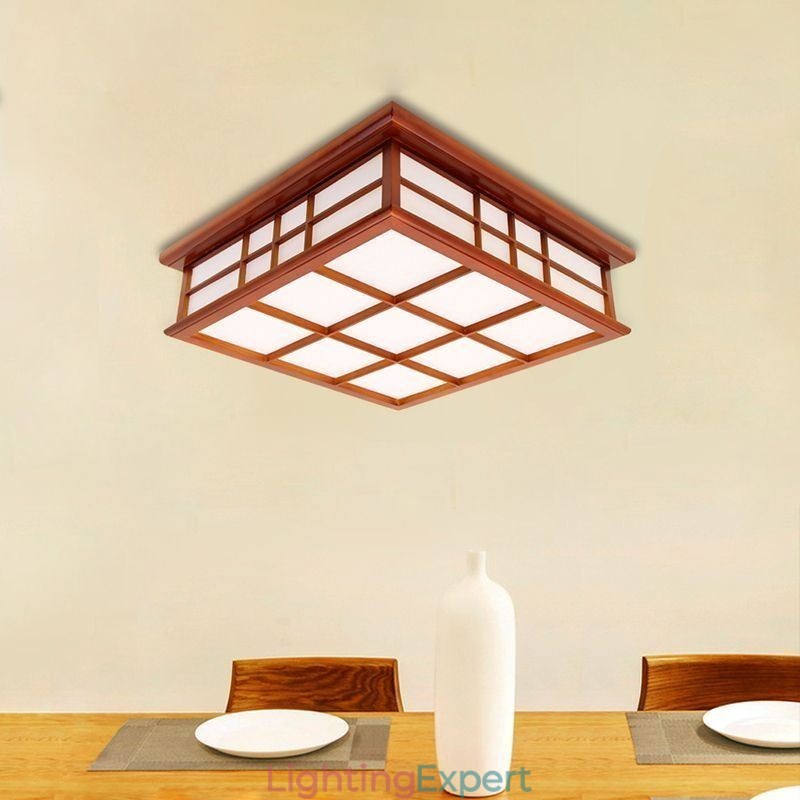 Retro Style Ceiling Light Wooden Flush Mount
