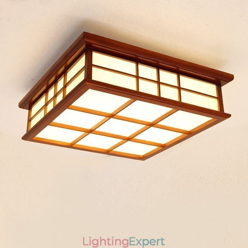 Retro Style Ceiling Light Wooden Flush Mount