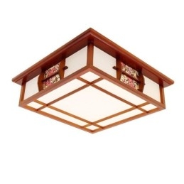 Retro Wooden Flush Mount Square Ceiling Light