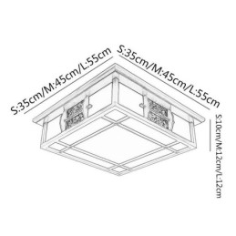 Retro Wooden Flush Mount Square Ceiling Light