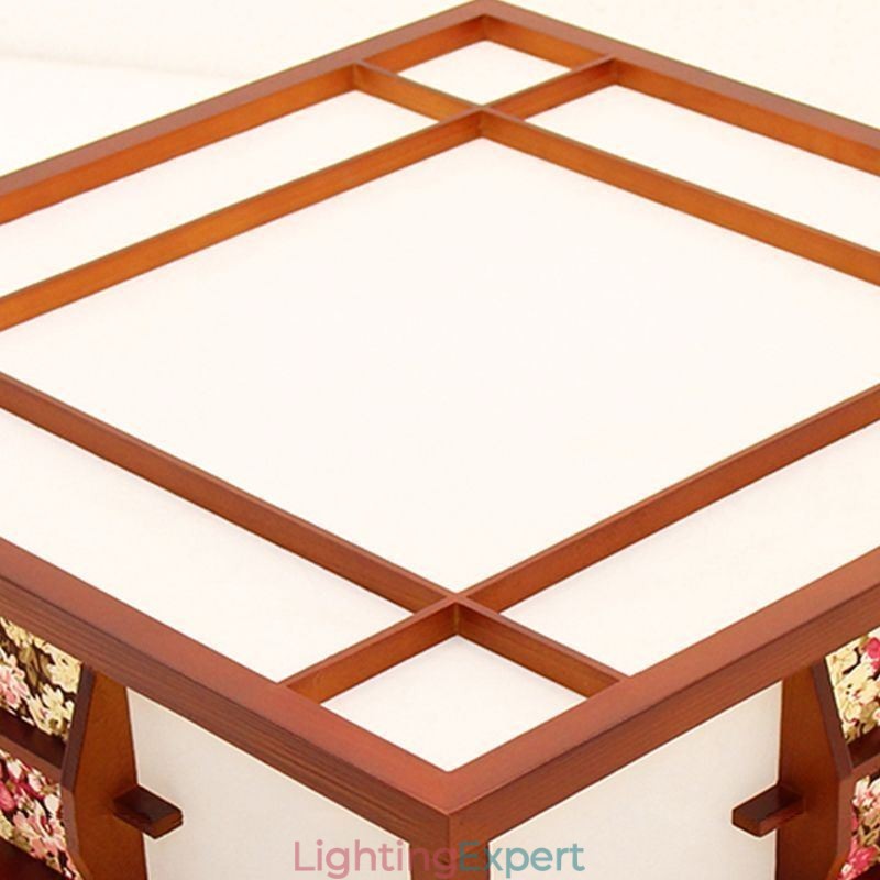 Retro Wooden Flush Mount Square Ceiling Light