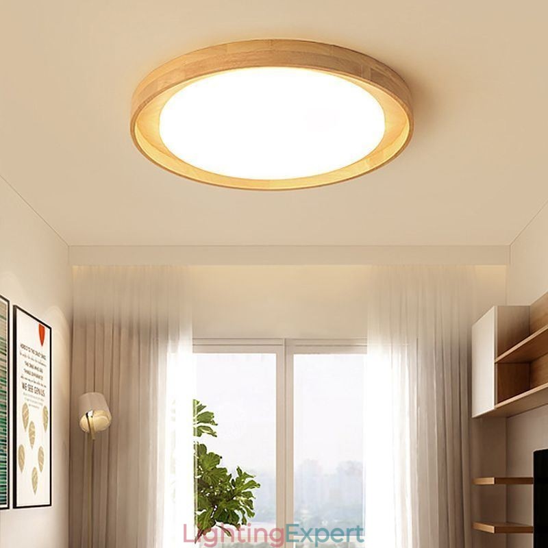 Modern Ceiling Light Wooden Acrylic Round Ceiling Light