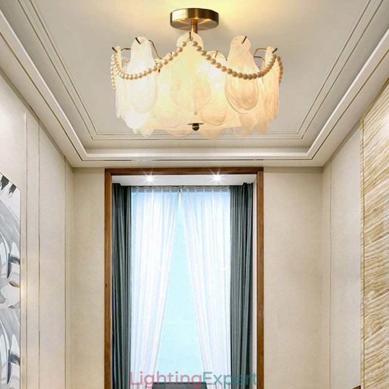 European Iron Ceiling Light Elegant Glass Ceiling Lamp