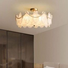European Iron Ceiling Light Elegant Glass Ceiling Lamp