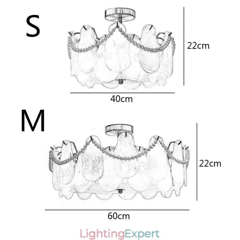 European Iron Ceiling Light Elegant Glass Ceiling Lamp