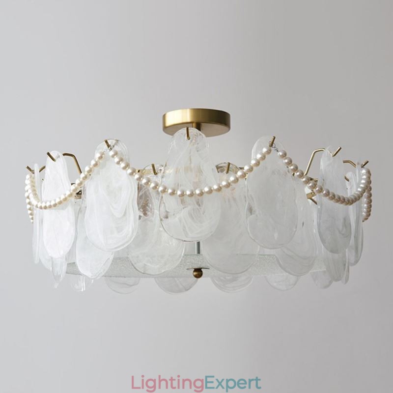 European Iron Ceiling Light Elegant Glass Ceiling Lamp