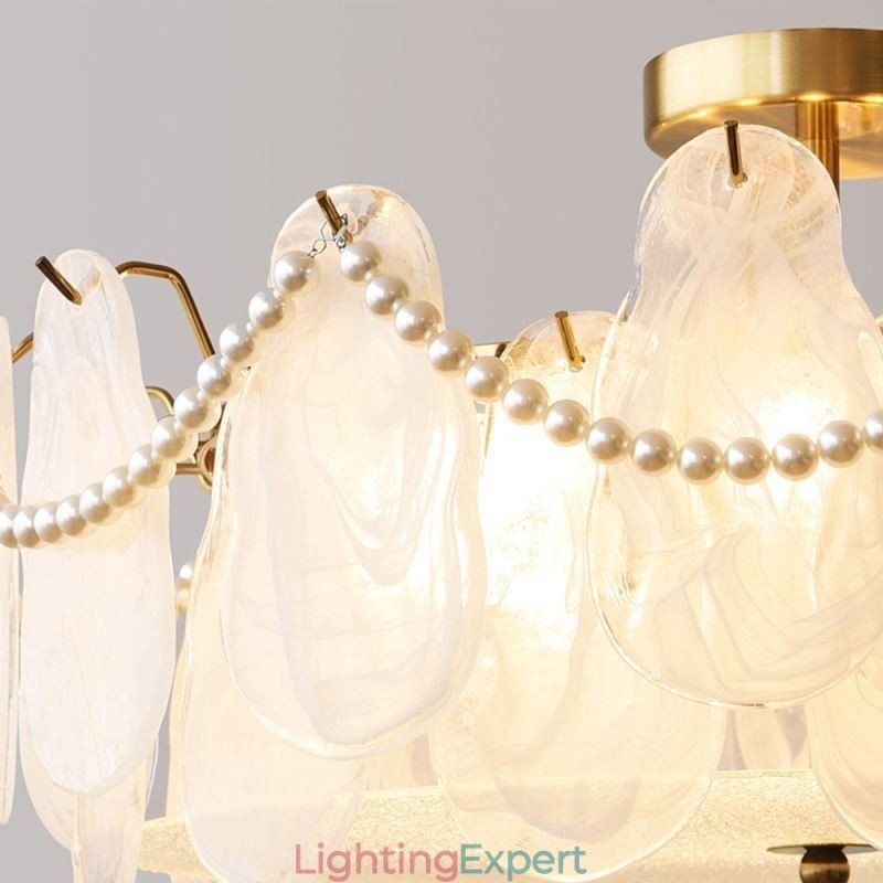 European Iron Ceiling Light Elegant Glass Ceiling Lamp