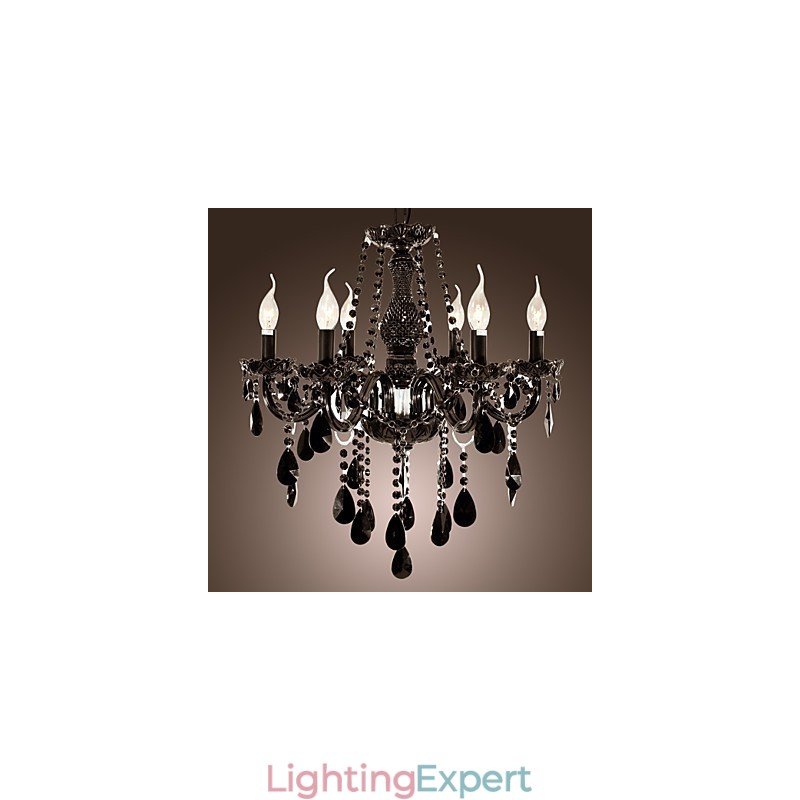 Chandelier Black Crystal Modern 6 Lights