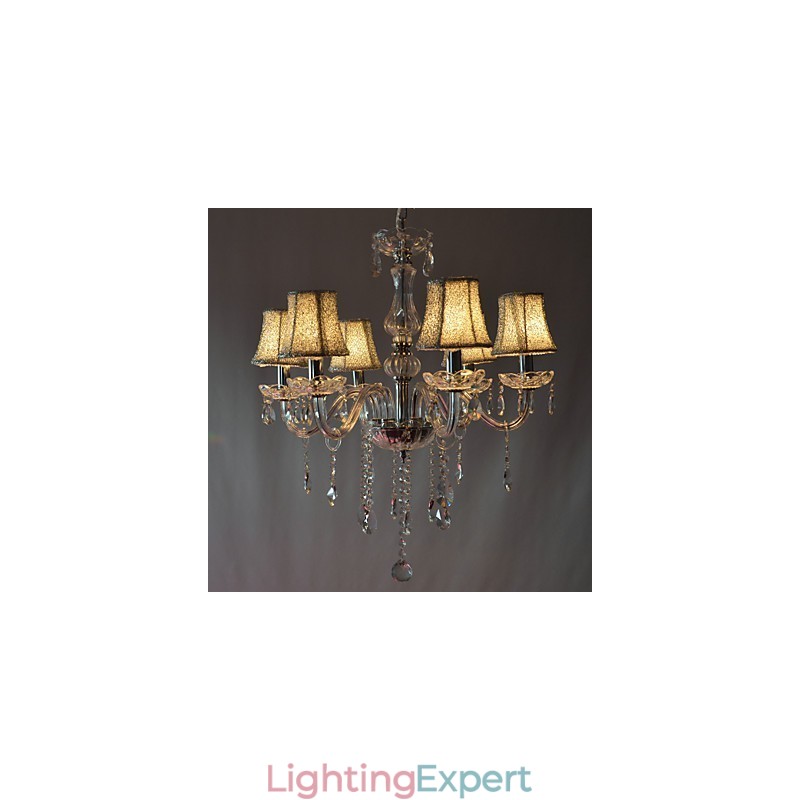Modern Luxury 6 Lights Chandelier In Crystal Decoration