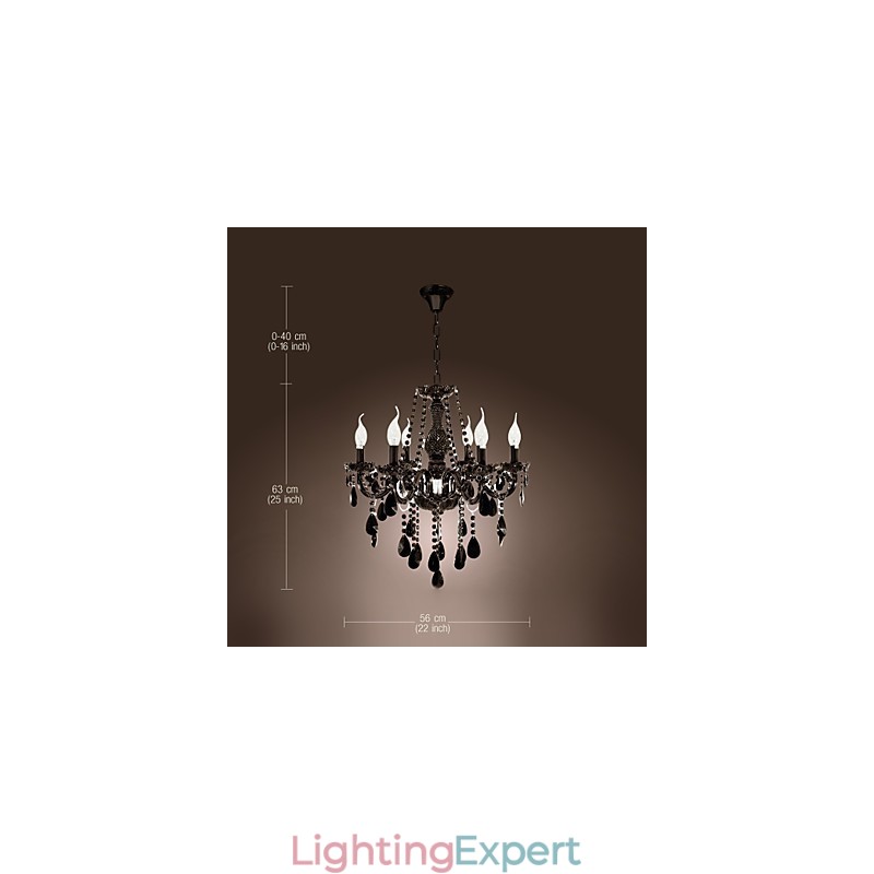 Chandelier Black Crystal Modern 6 Lights