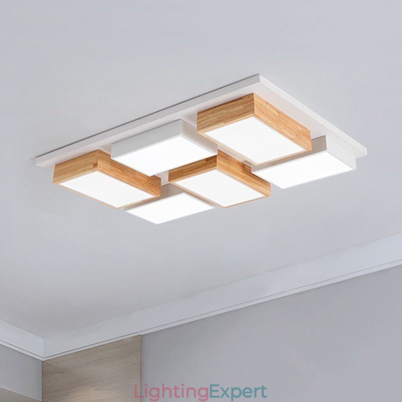 Modern Acrylic Ceiling Light Geometric Wood Ceiling Lamp