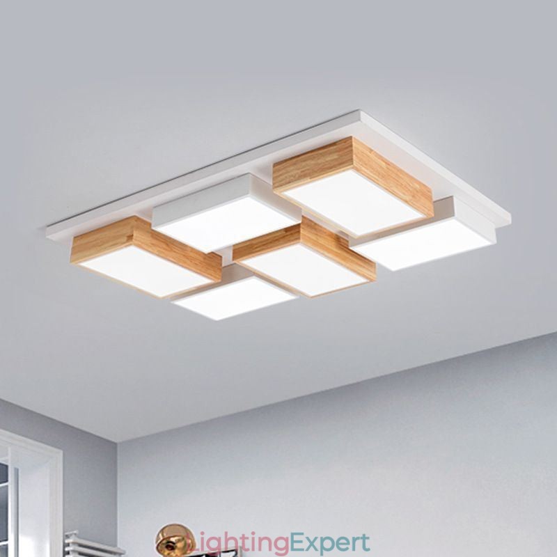 Modern Acrylic Ceiling Light Geometric Wood Ceiling Lamp