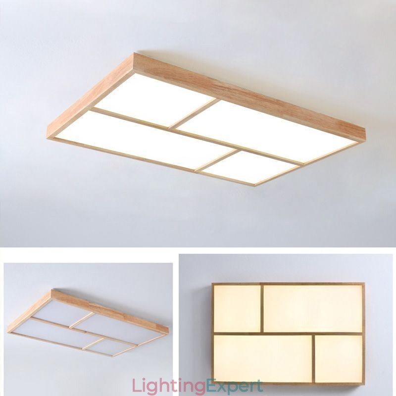 Modern Ceiling Light Minimalist Wood Style Flush Mount Ceiling Light Fixture