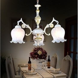 Chandelier Three Lights White European Retro Classic