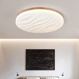 Japanese Wood Ceiling Light Acrylic Round Corrugated Ceiling Lamp