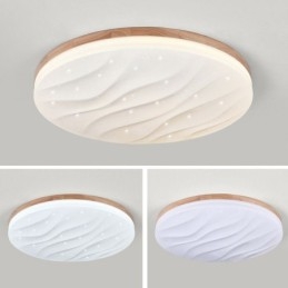 Japanese Wood Ceiling Light Acrylic Round Corrugated Ceiling Lamp