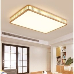 Japanese Acrylic Ceiling Light Rectangular Rubber Wood Ceiling Light