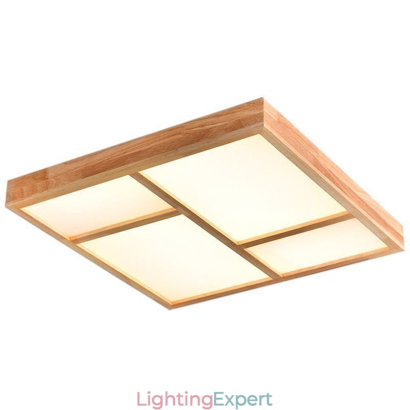 Japanese Acrylic Ceiling Light Geometric Wood Ceiling Lamp