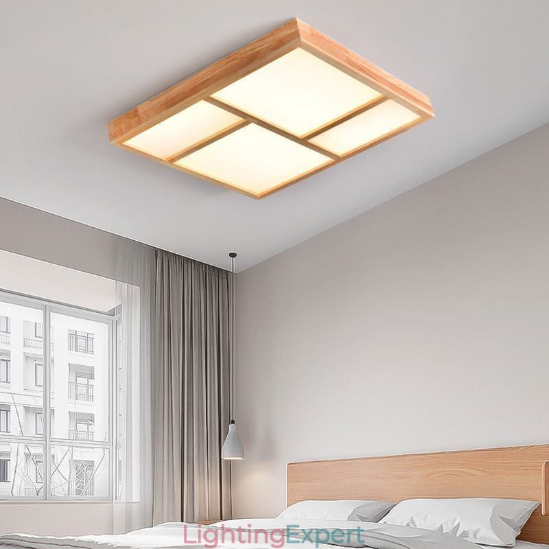 Japanese Acrylic Ceiling Light Geometric Wood Ceiling Lamp
