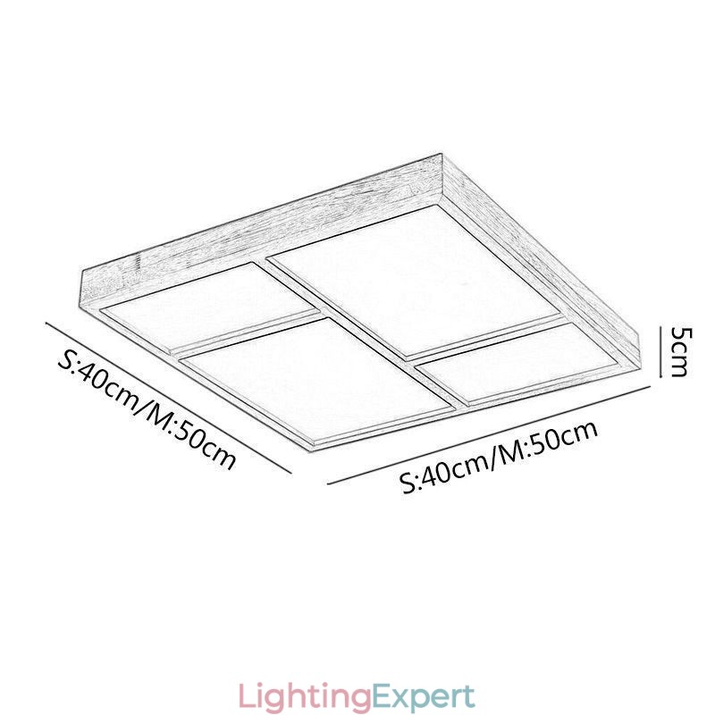 Japanese Acrylic Ceiling Light Geometric Wood Ceiling Lamp
