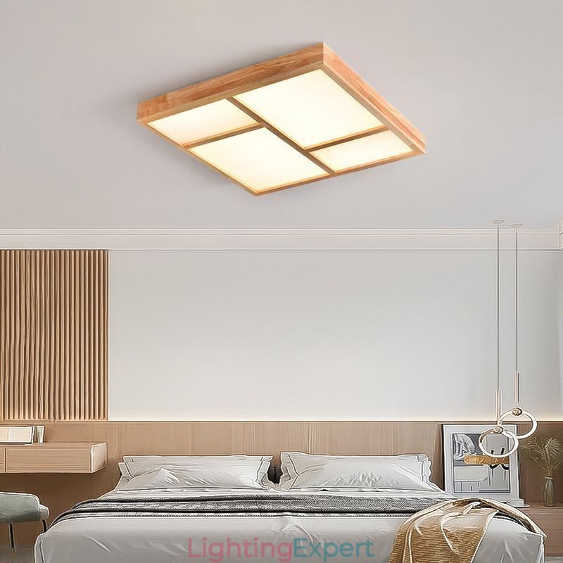 Japanese Acrylic Ceiling Light Geometric Wood Ceiling Lamp