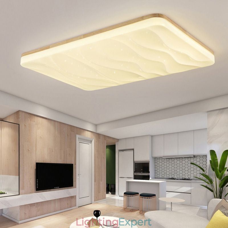 Japanese Acrylic Ceiling Light Rectangular Corrugated Ceiling Lamp