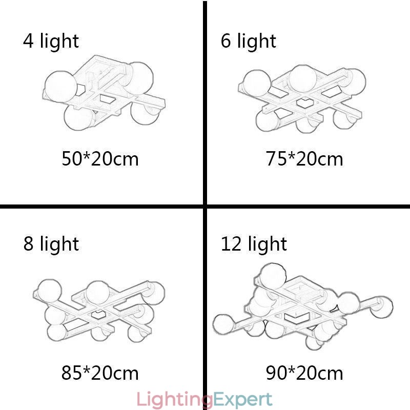 Japanese Wood Ceiling Light Magic Bean Molecular Ceiling Lamp
